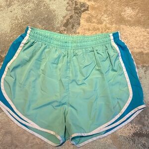 Nike Teal and Blue Women's Athletic Shorts